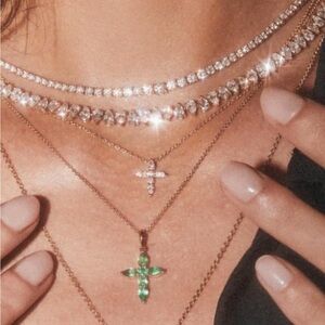 Beautiful lab diamond cross necklace